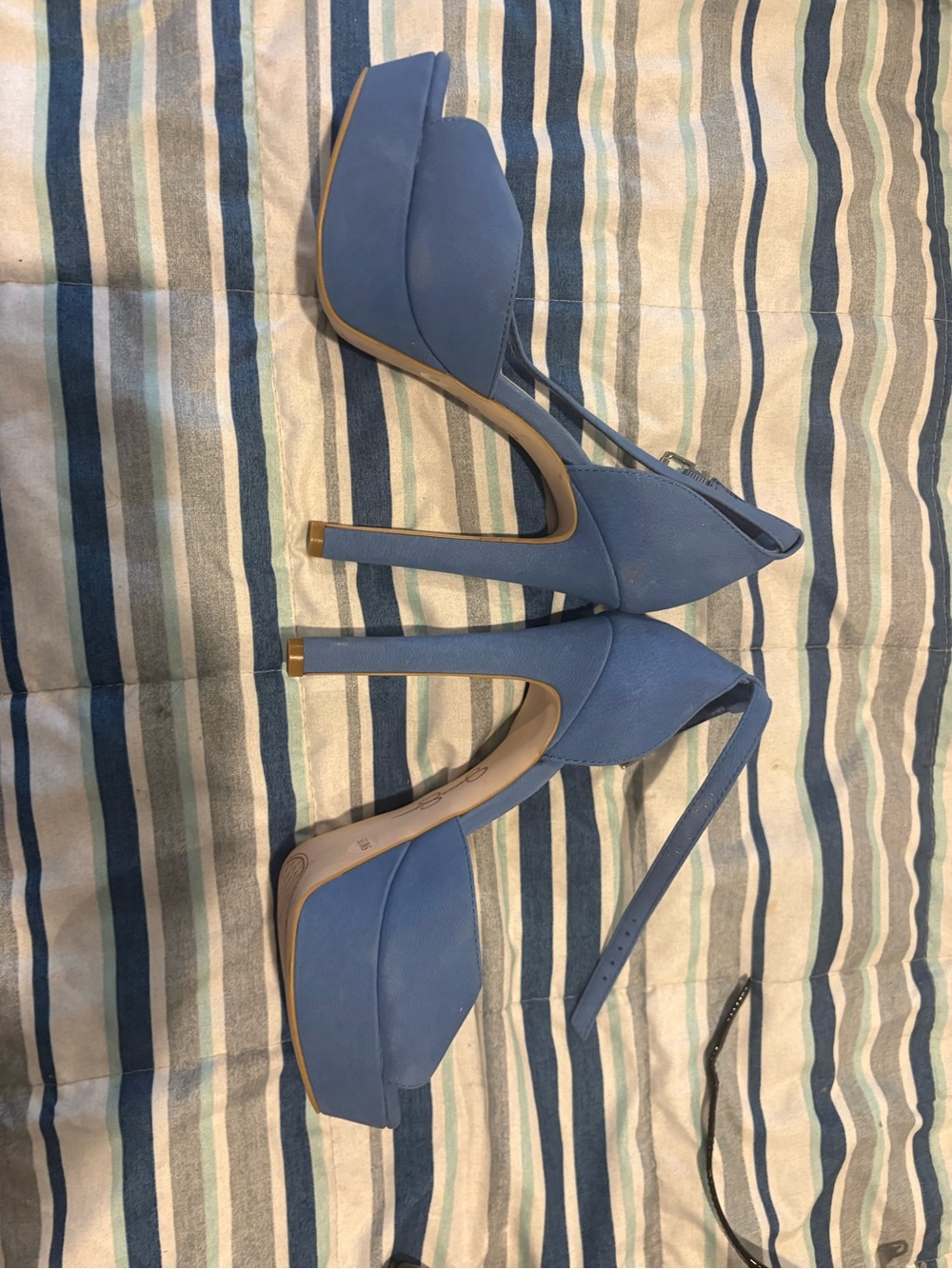 Blue Women's High Heel Sandal with Ankle Strap - Picture 4 of 5